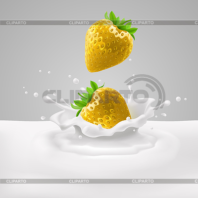 Fresas con leche | Ilustración vectorial de stock |ID 4305962