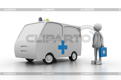 Doctor with ambulance. (Health care concept) | High resolution stock illustration |ID 4117448