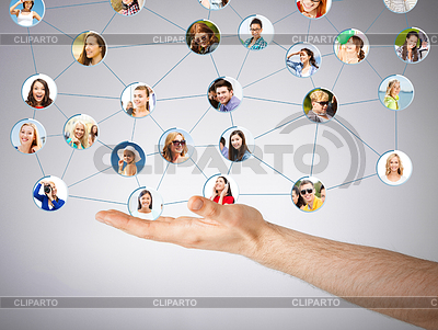 Mans hand showing social network | High resolution stock photo |ID 4447398