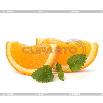 Segmento de frutas de naranja y hojas de menta limón | Foto de alta resolución |ID 3854249