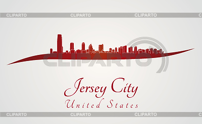 Horizonte de la ciudad de Jersey en rojo | Ilustración vectorial de stock |ID 4185653