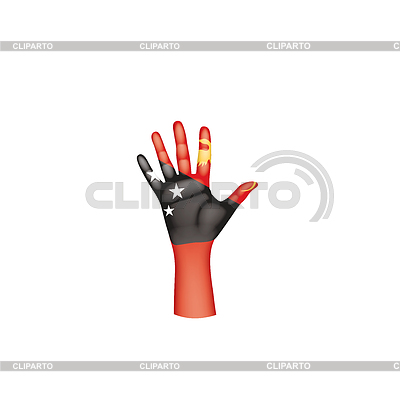 Bandera y mano de papua nueva guinea | Ilustración vectorial de stock |ID 6778499