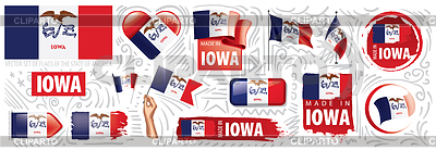 Satz Flaggen des amerikanischen Bundesstaates Iowa in | Stock Vektorgrafik |ID 7009233