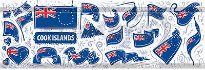 Conjunto de bandera nacional de las Islas Cook en varios | Ilustración vectorial de stock |ID 7038668