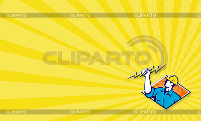 Electrician Construction Worker Retro | Ilustración de alta resolución |ID 4106899