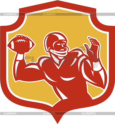 American Football Quarterback Shield Retro | Stock Vector Graphics |ID 4436922