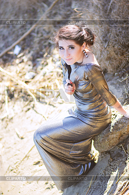 Luxury woman in a long black evening dress  | High resolution stock photo |ID 4235623