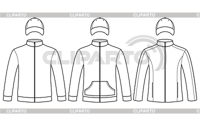 Tapas en blanco y sudaderas plantilla | Ilustración vectorial de stock |ID 4113596