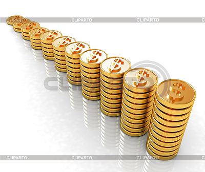 Gold dollar coin stack | High resolution stock illustration |ID 4243068