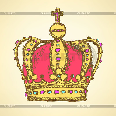 Corona Sketch, fondo de la vendimia | Ilustración vectorial de stock |ID 4354841
