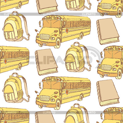 Sketch backpack, book and school bus | Stock Vector Graphics |ID 4415231