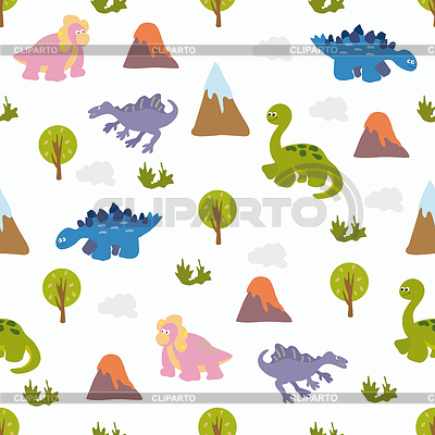 Sin patrón de dinosaurios lindo | Ilustración vectorial de stock |ID 6003321