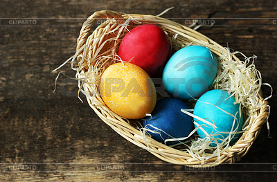 Easter eggs in basket | High resolution stock photo |ID 7559836