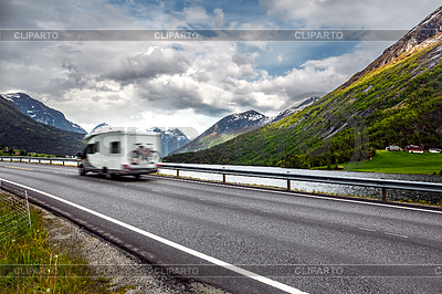 Caravan car travels on highway | High resolution stock photo |ID 5623434