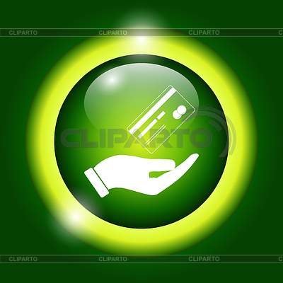 Tarjeta de crédito del Banco con la mano,. Estilo de diseño Flat | Ilustración vectorial de stock |ID 5207856