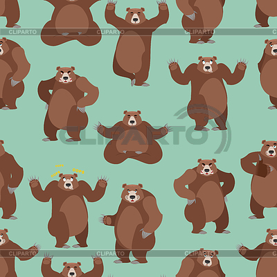 Медведь бесшовные модели. Grizzly орнамент. Набор диких | Векторный клипарт |ID 6099516