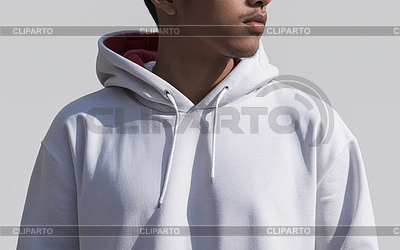 Man in white hoodie closeup mockup | High resolution stock photo |ID 7592499