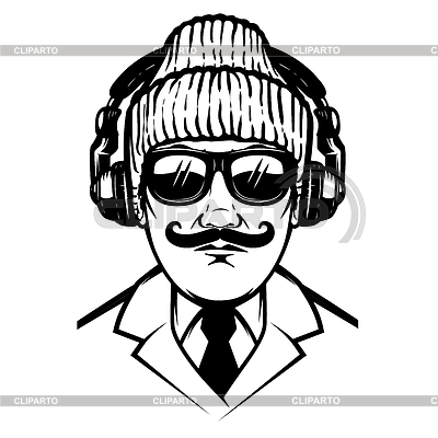 Caballero con auriculares y gafas de sol.Diseño | Ilustración vectorial de stock |ID 7258493