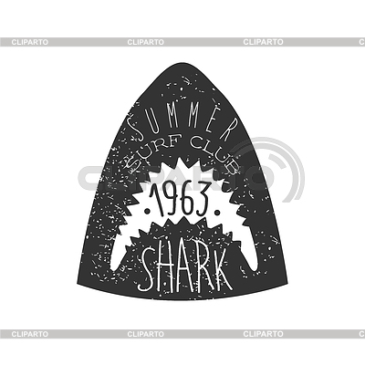 Great White Shark Head Summer Surf Club Black And | Векторный клипарт |ID 6058194