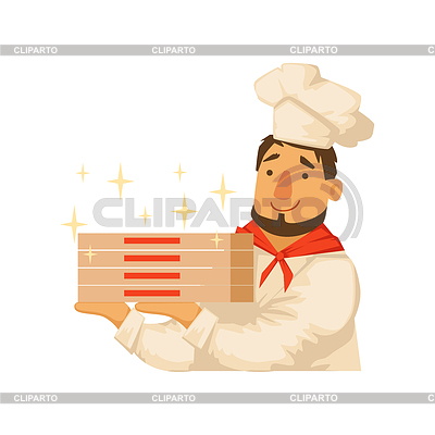 Chef Holding Pile OF Pizza Boxes,Part Of Italian | Stock Vector Graphics |ID 6088564