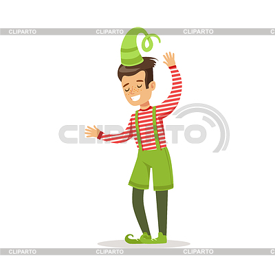 Boy In Stripy Top gekleidet als Weihnachtsmann-Weihnachten | Stock Vektorgrafik |ID 6134260