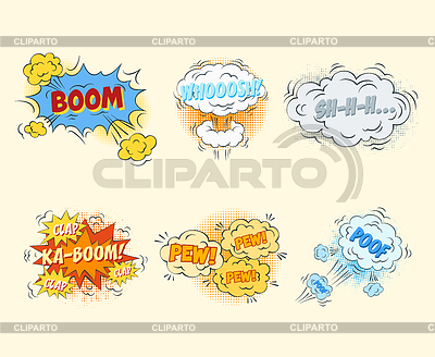 Discurso de texto en blanco burbujas cómicas en el sistema del estilo del arte pop | Ilustración vectorial de stock |ID 6238451