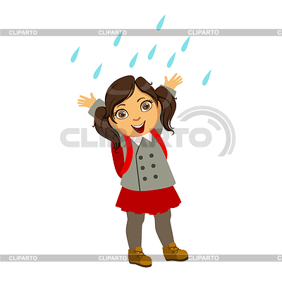 Chica en uniforme escolar, Niño en otoño ropa en | Ilustración vectorial de stock |ID 6244041