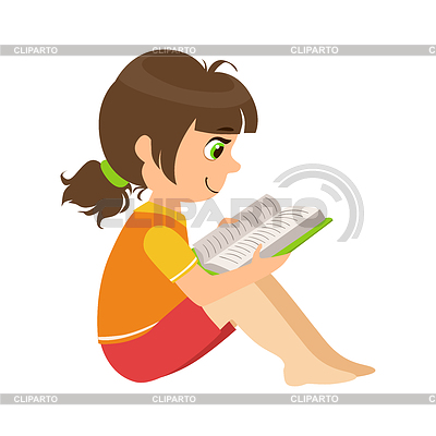 Se sienta en suelo libro de lectura, Parte de Niños | Ilustración vectorial de stock |ID 6244053
