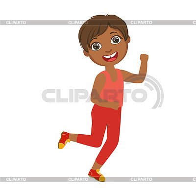 Niño pequeño feliz corriendo, muchacho en movimiento, colorido | Ilustración vectorial de stock |ID 6248251