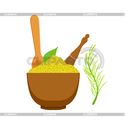 Especias verdes en arco de madera. de dibujos animados de colores | Ilustración vectorial de stock |ID 6263400