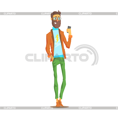 Hipster hombre vestido con ropa de estilo hipsters | Ilustración vectorial de stock |ID 6298716