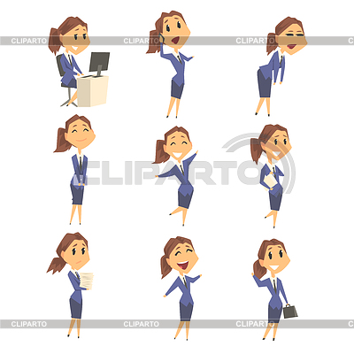 Set of cute businesswoman characters in different | Stock Vector Graphics |ID 6301140