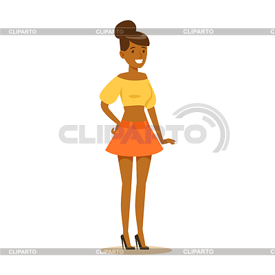 Happy African American Mädchen in der Straße Mode | Stock Vektorgrafik |ID 6313682