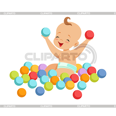 Nettes glückliches Baby, das sitzt und spielt mit | Stock Vektorgrafik |ID 6325266