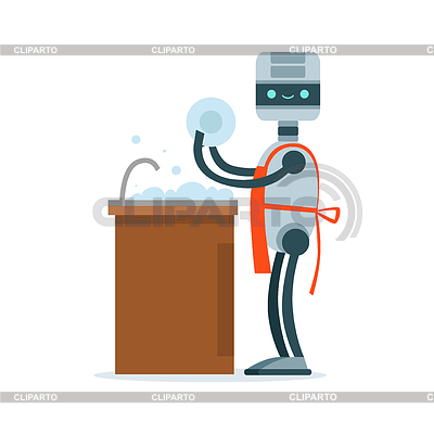 Houseemaid android Charakter waschen Geschirr | Stock Vektorgrafik |ID 6361270
