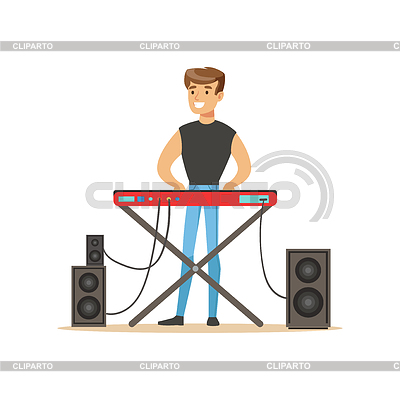 Young man playing electric piano | Stock Vector Graphics |ID 6371055