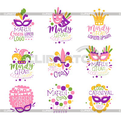 Conjunto original del diseño del logotipo del carnaval del carnaval, | Ilustración vectorial de stock |ID 6395674