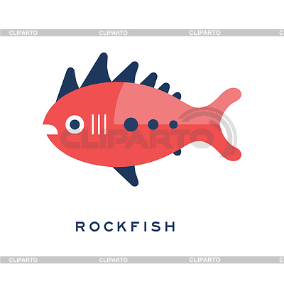 Rockfish, sea fish geometric flat style design | Stock Vector Graphics |ID 6450434