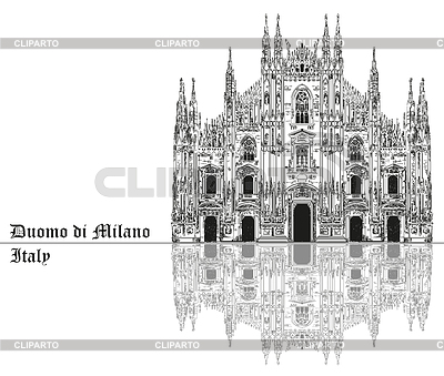 La catedral de Milán en Italia con la sombra | Ilustración vectorial de stock |ID 6216914