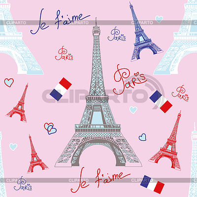 Sin patrón, con la torre Eiffel | Ilustración vectorial de stock |ID 6271105