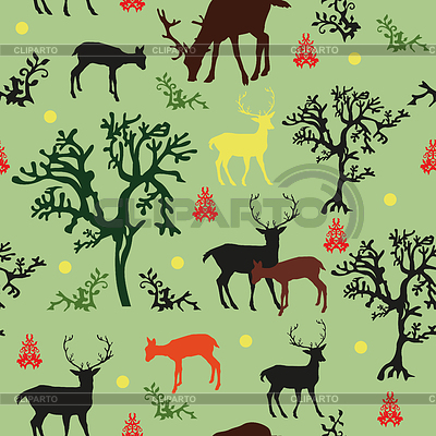 Seamless pattern with deers and trees | Stock Vector Graphics |ID 6278761