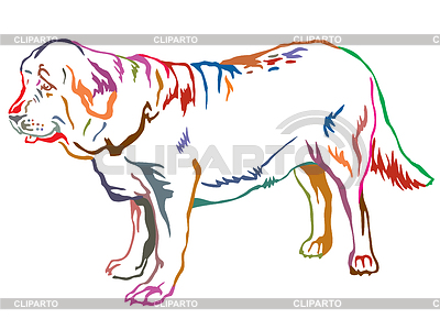 Colorido retrato decorativo de pie de perro Spanis | Ilustración vectorial de stock |ID 6409069