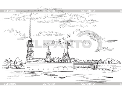 Dibujo a mano san petersburgo | Ilustración vectorial de stock |ID 6815532
