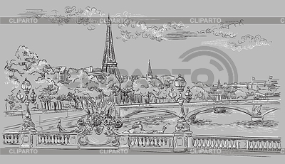 Grey hand drawing Paris  | Stock Vector Graphics |ID 6866848