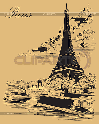 Dibujo a mano beige París | Ilustración vectorial de stock |ID 6877618