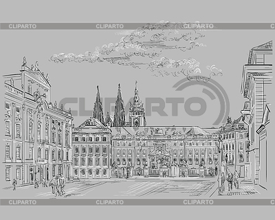 Graue Hand, die Prag zeichnet | Stock Vektorgrafik |ID 6891903