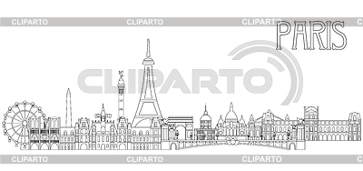 Paris Skyline line art | Векторный клипарт |ID 6934136