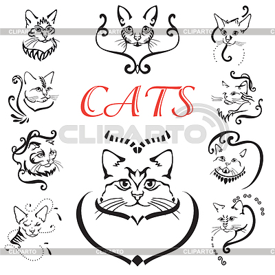 Abstrakte Katzen setzen | Stock Vektorgrafik |ID 6981246