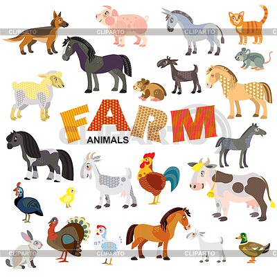 Conjunto de animales de granja | Ilustración vectorial de stock |ID 7004227