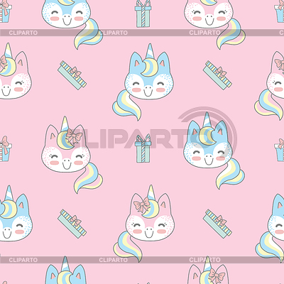 Seamless pattern Merry Christmas unicorn on pink | Stock Vector Graphics |ID 7074086